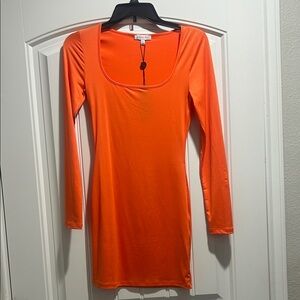 Gianni Bini Bright Orange Long Sleeve Mini Dress